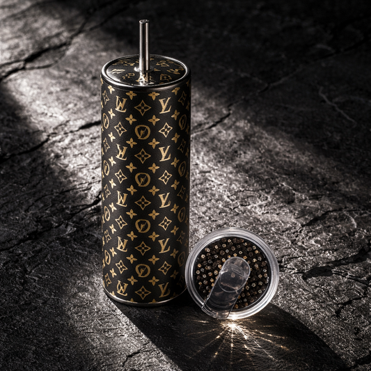 Dark 20 oz Stainless Steel Tumbler with Matching Lid Topper - Luxe Bundle