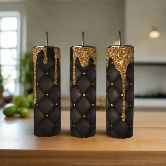 Gold Drip Textured 20oz Skinny Tumbler