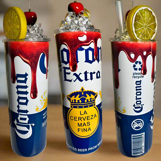 Corona Drip 20oz Skinny Tumbler with 3D Decorative Lid Topper