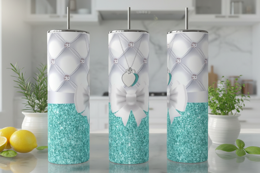 Bow | Teal | Stainless Steel 20oz Skinny Tumbler