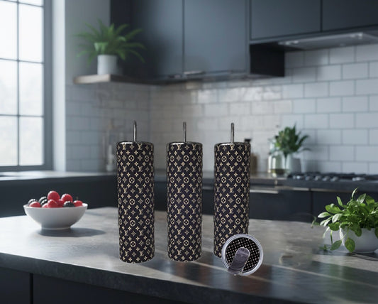 Dark 20 oz Stainless Steel Tumbler with Matching Lid Topper - Luxe Bundle