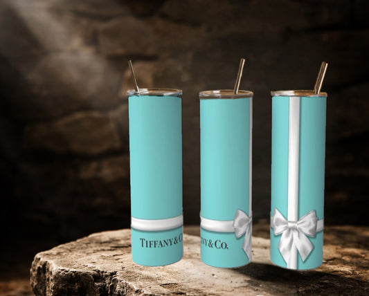 Teal White Bow Stainless Steel Tumbler