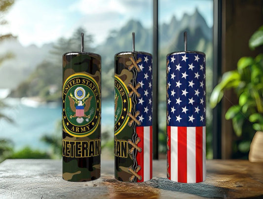 Veteran Flag 20oz Skinny Tumbler