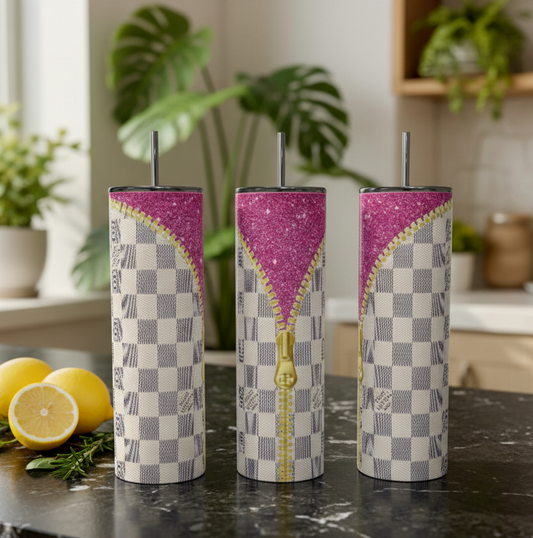 Pink Unzipped LV 20oz Stainless Steel Tumbler