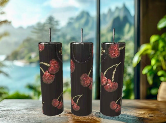 Dark Cherry Sparkle Luxe - 20oz Skinny Tumbler