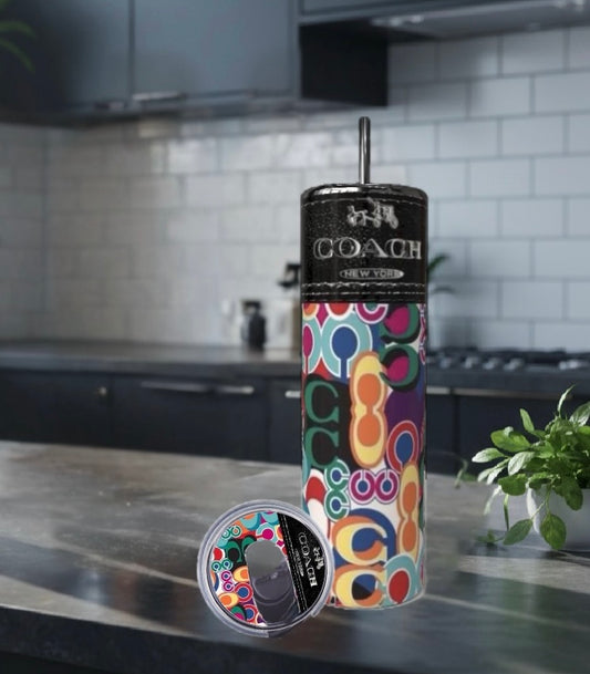 20oz Multicolor Stainless Steel Tumbler with Lid Topper
