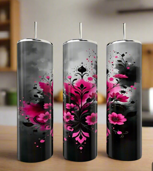 Aesthetic Smokey Flowers 20oz Stainless Steel Tumbler