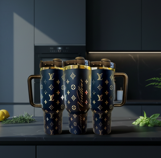 Black & Gold Signature Laser Engraved Tumbler