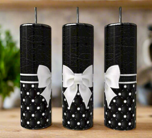 B&W Textured Bow 20oz Skinny Tumbler