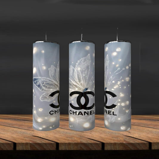 20oz Skinny Tumbler + Matching Lid Topper Set – Black & White Signature Pattern