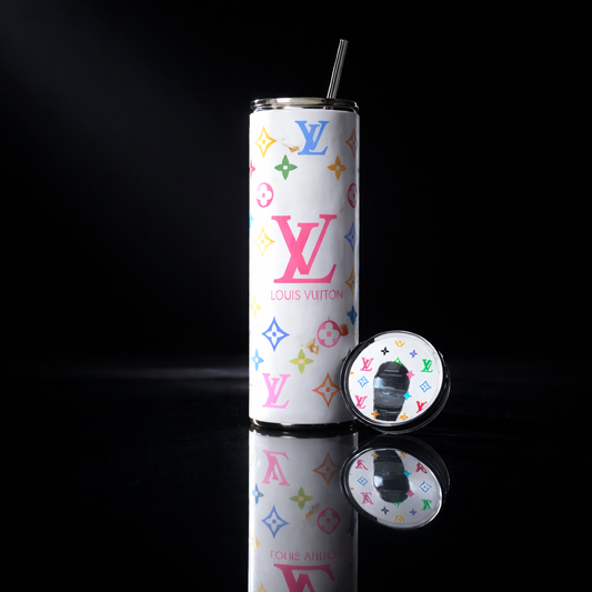 Multicolor Monogram Tumbler with Matching Lid Topper - Luxe Bundle
