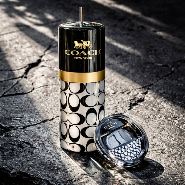 20oz Gold & Black Stainless Steel Tumbler with Lid Topper