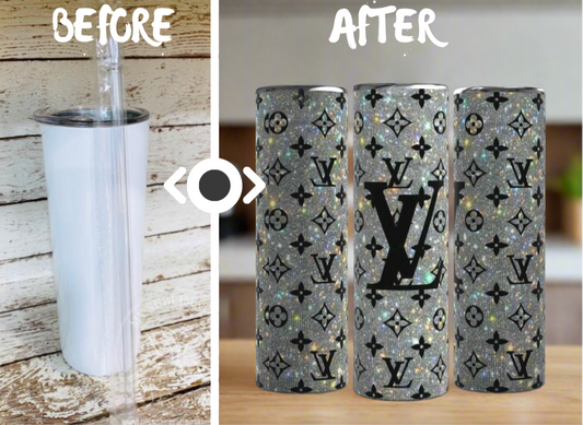 Silver Denim Luxe Skinny 20oz Stainless Steel Tumbler