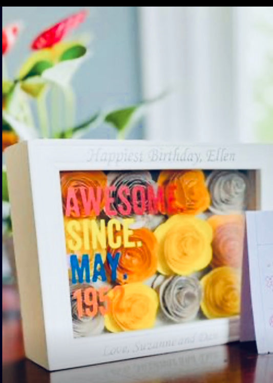 Awesome Since Multicolor Flower Shadow Box
