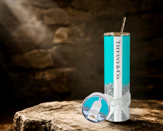 Teal Bow Tumbler with Matching Lid - Luxe Bundle