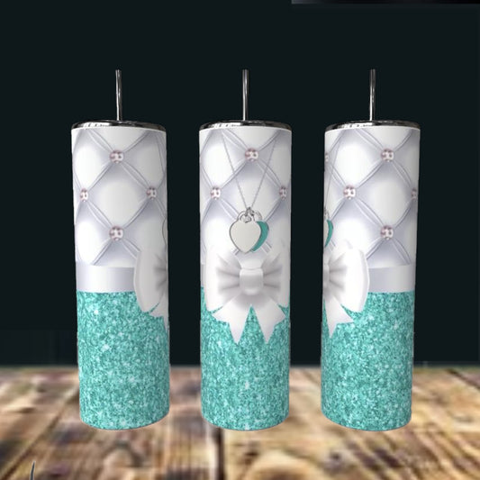 Bow | Teal | Stainless Steel 20oz Skinny Tumbler