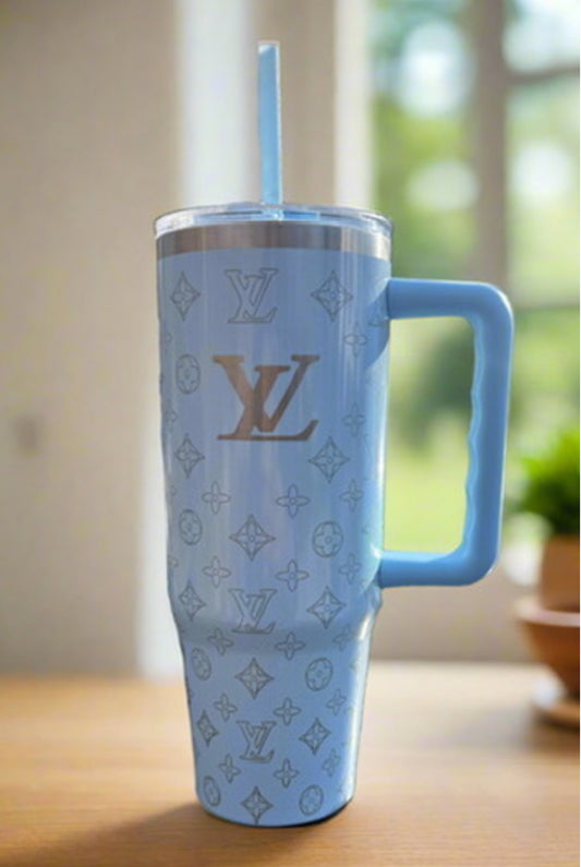 Shimmer Blue Luxe | 30oz Engraved Stainless Steel Travel Tumbler