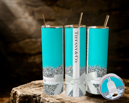 Teal Bow Tumbler with Matching Lid - Luxe Bundle