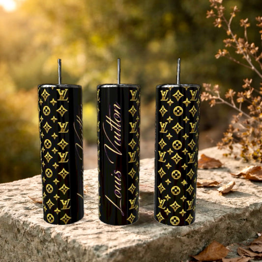Black and Gold | Luxe | Stainless Steel 20oz Skinny Tumbler