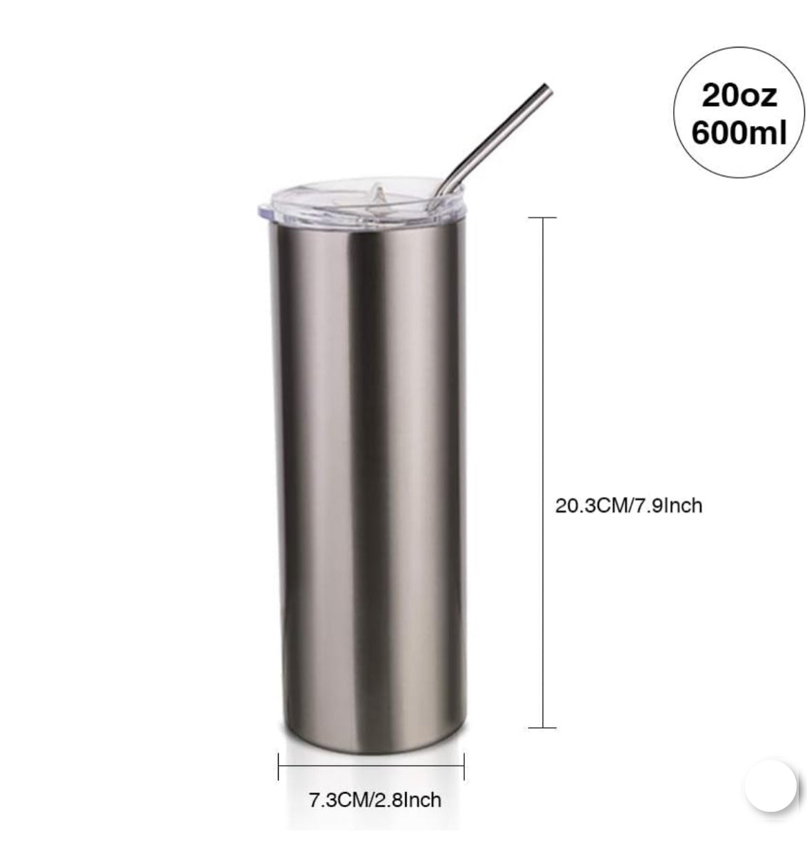 Sugar Free Red Bull Energy- Silver Stainless Steel 20oz Tumbler