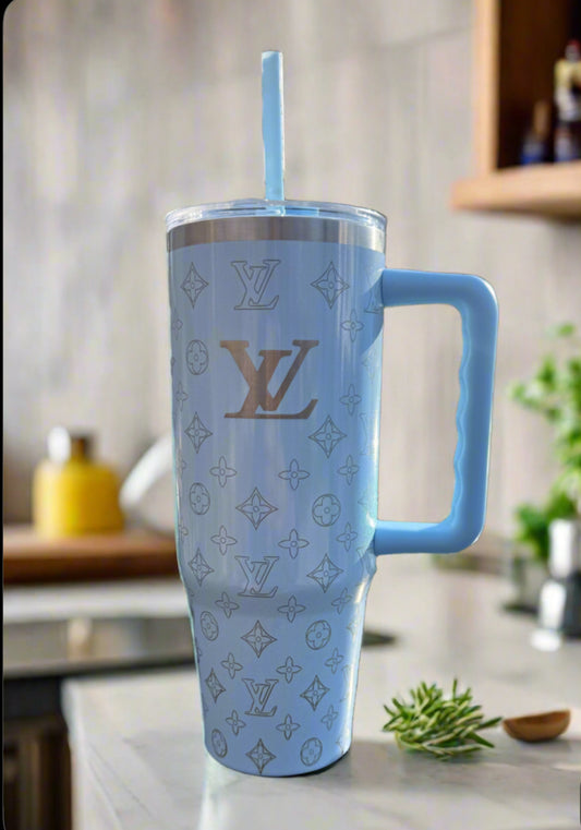 Shimmer Blue Luxe | 30oz Engraved Stainless Steel Travel Tumbler