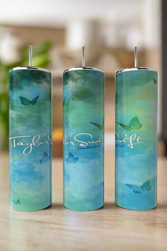 Aqua Luxe Butterfly 20oz Skinny Tumbler | Elegant Fashion Inspired Travel Cup