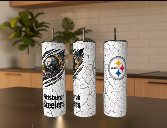 Football Cracked 20oz Stainless Steel Tumbler