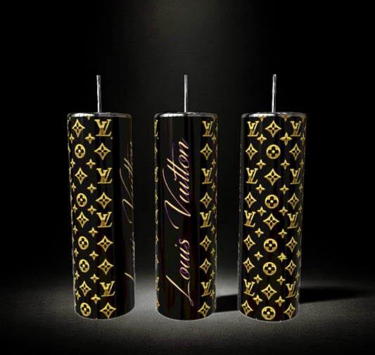 Black and Gold | Luxe | Stainless Steel 20oz Skinny Tumbler