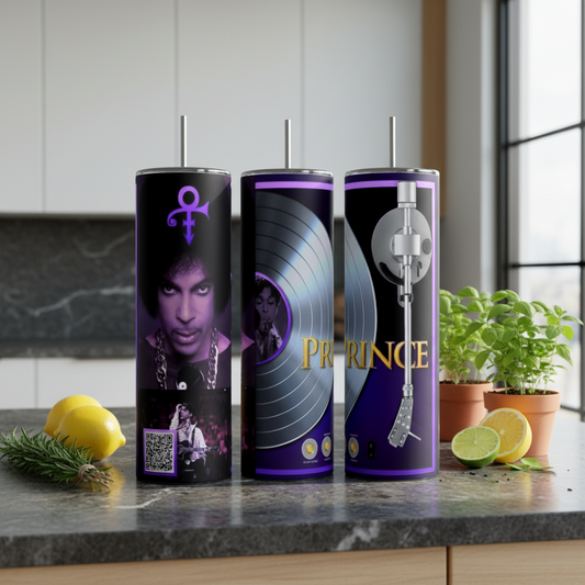 Prince 20oz Stainless Steel Tumbler with working QR Code | reusable Straw | Gift Box