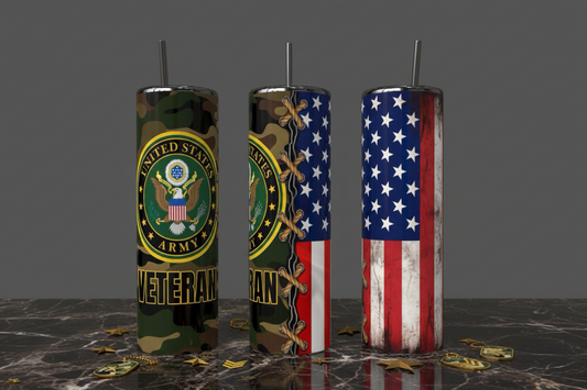 Veteran Flag 20oz Skinny Tumbler