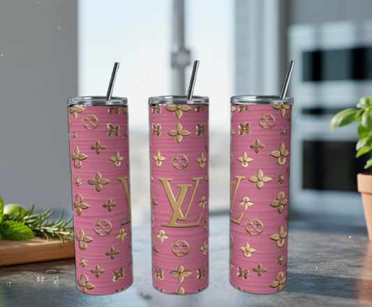 Pink & Gold Texture 20oz Stainless Steel Tumbler