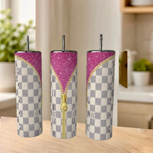 Pink Unzipped LV 20oz Stainless Steel Tumbler