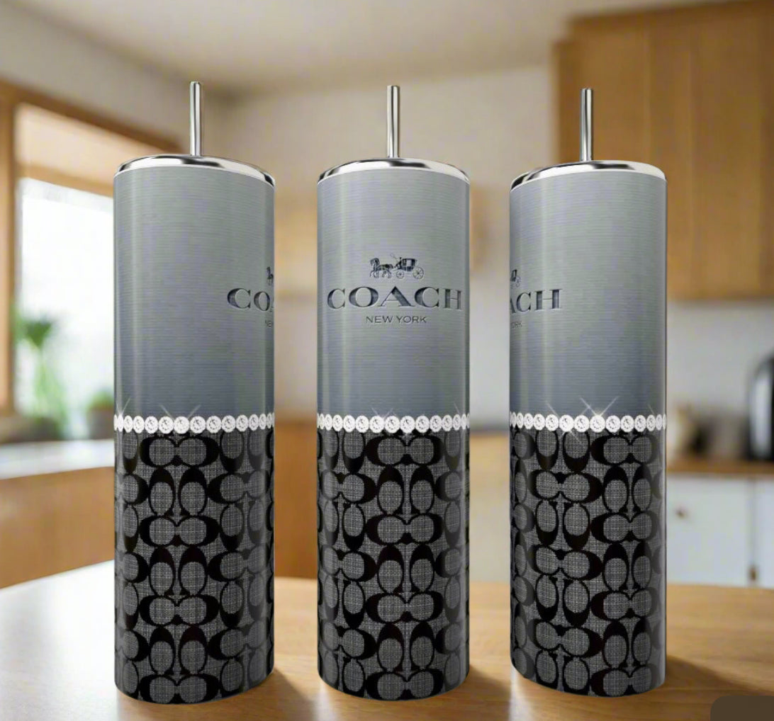Grey Black Pearl Purse 20oz Skinny Tumbler