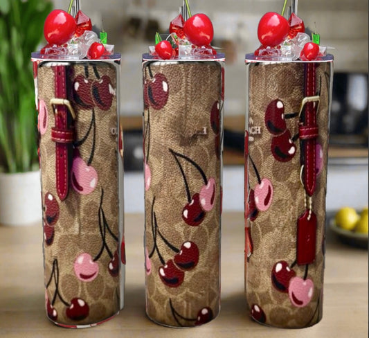 Dark Cherry-Cherry 20oz Tumblers - with Removable 3D Ice Lid
