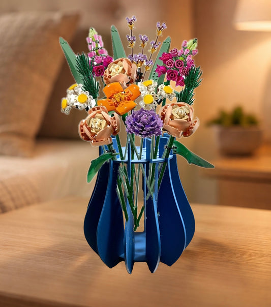 Vase for LEGO Botanical Bouquet | Blue With Supporting Holes for Stems