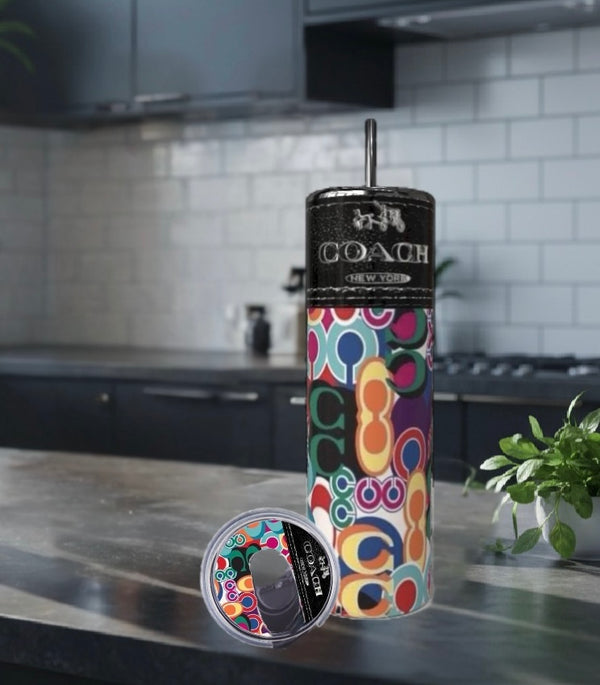 20oz Multicolor Stainless Steel Tumbler with Lid Topper