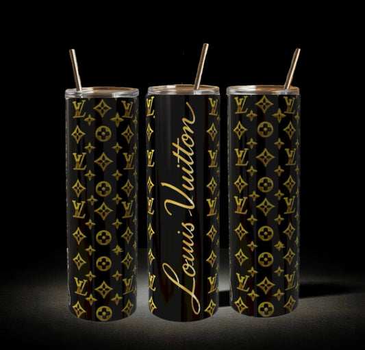 Black and Gold Luxe 20oz Skinny Stainless Steel Tumbler