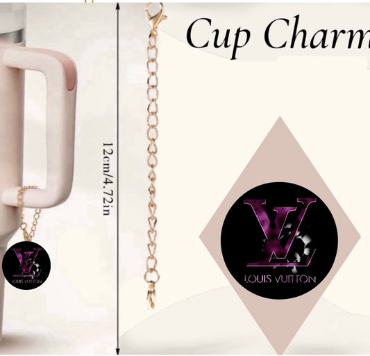 Purple Monogram LV l Cup Charm