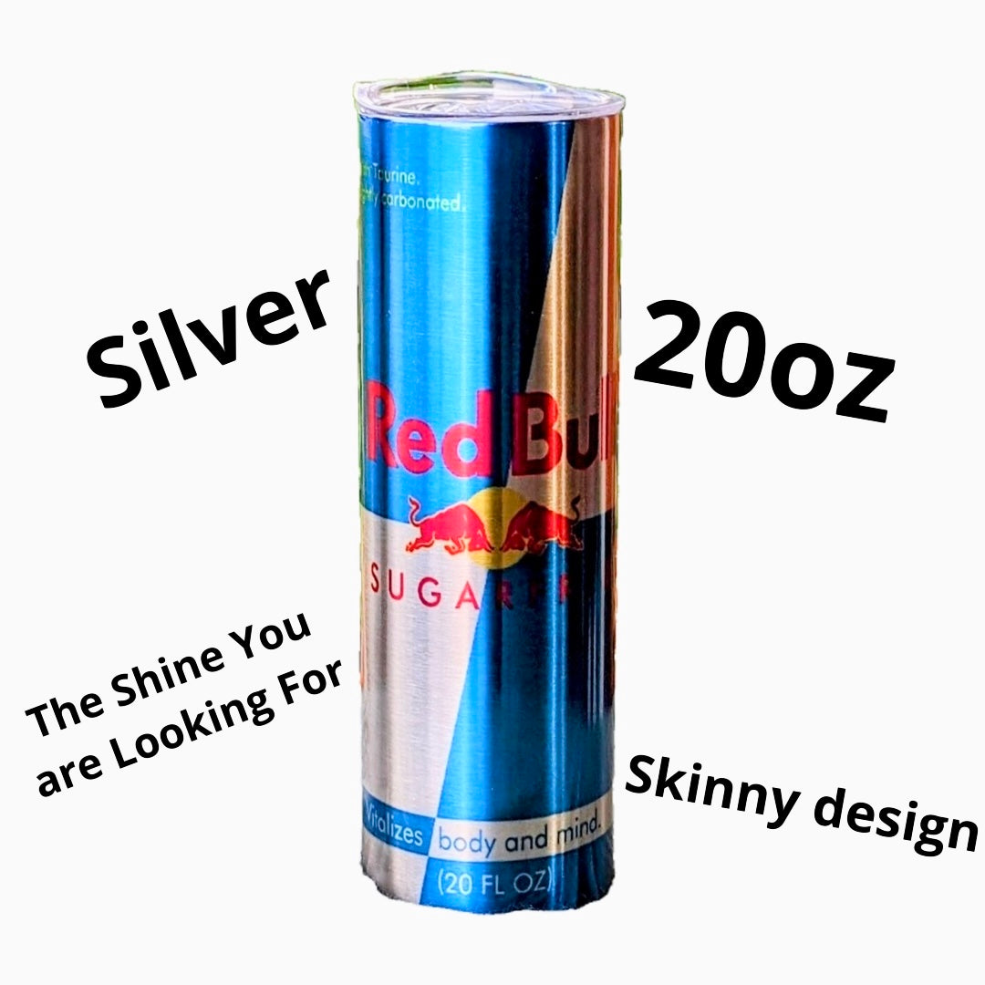 Sugar Free Red Bull Energy- Silver Stainless Steel 20oz Tumbler