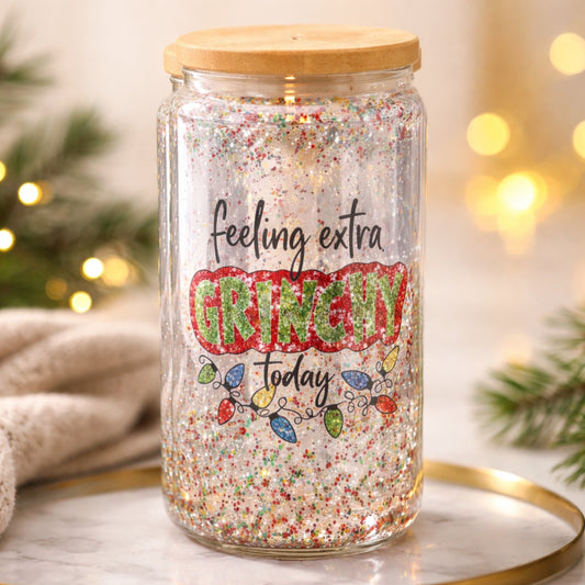 Feeling extra Grinch Snowglobe Tumbler-16oz