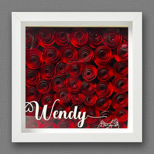 Red Roses Flower Shadow Box | Personalized
