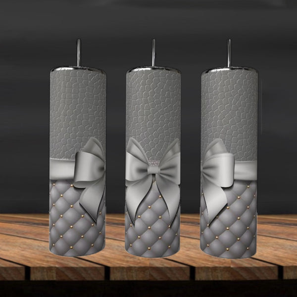 Grey Bow 20oz Skinny Tumbler