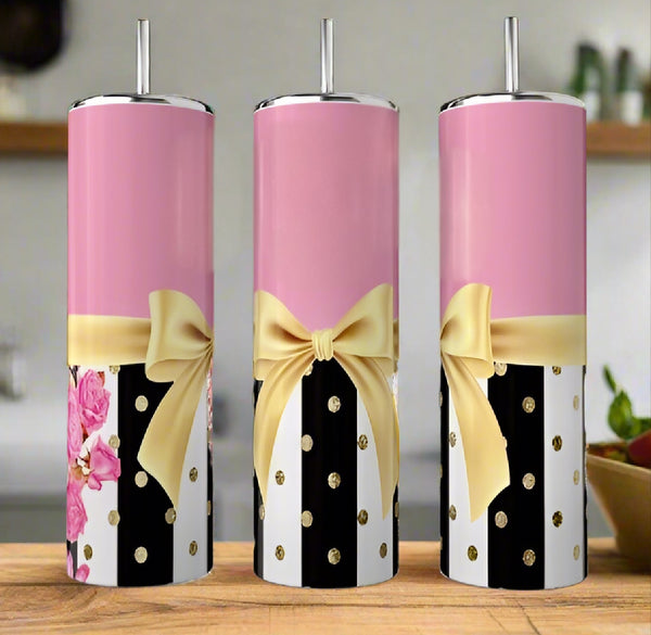 Floral | Pink Skinny Tumbler