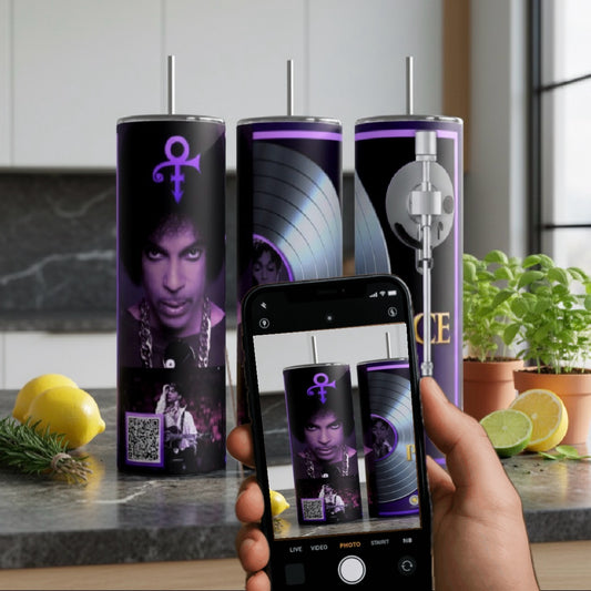 Prince 20oz Stainless Steel Tumbler with working QR Code | reusable Straw | Gift Box