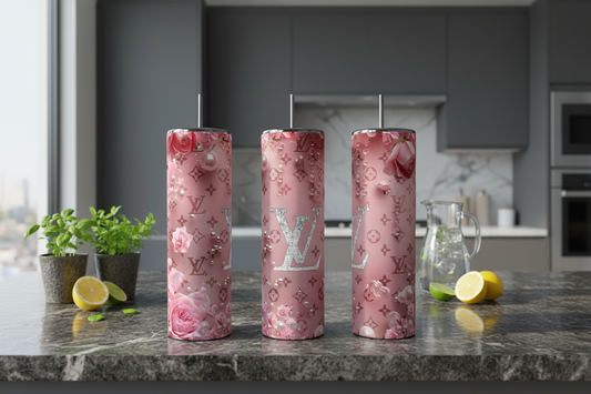 Pink Floral Chic 20oz Skinny Tumbler